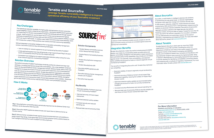 Presentation image for Tenable-Sourcefire Solution Brief